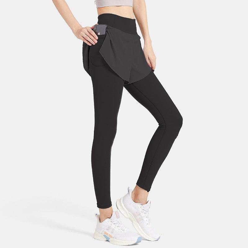 Active by Anna-Kaci - High Waist Flare Pants with Stitching: Black / XL  10-12