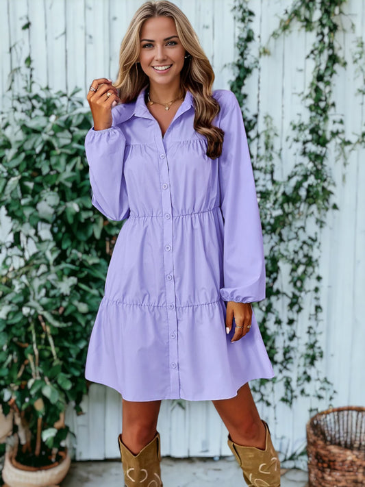 Collared Button Down Shirt Dress