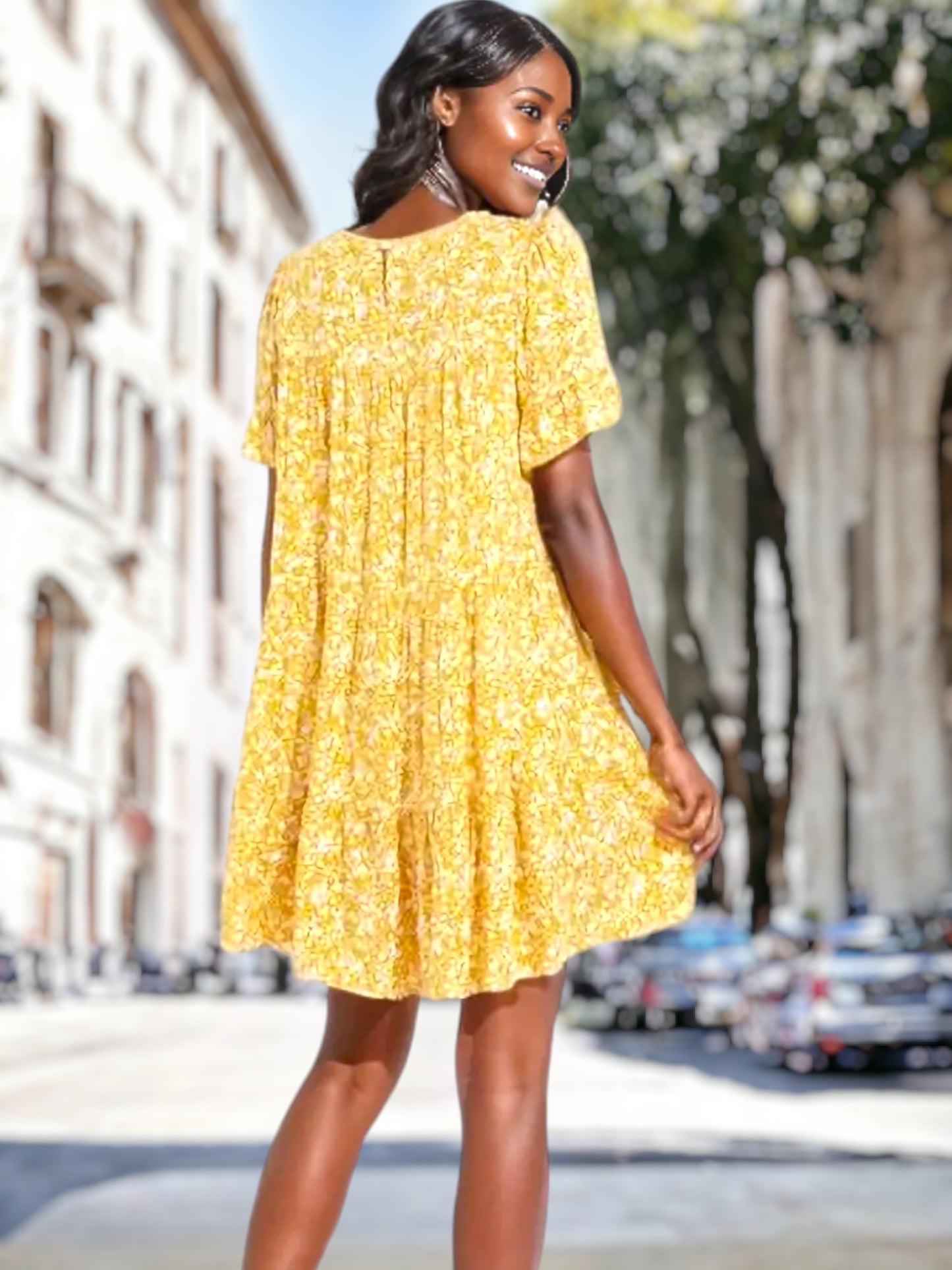 Round Neck Floral Shift Dress