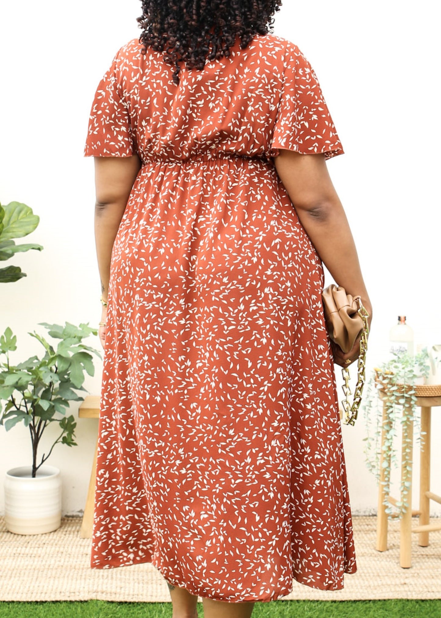 Plus Size V-Neck White Floral Print Wrap Maxi Dress