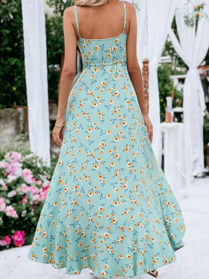 Vestido de verano de corte alto y bajo con estampado floral