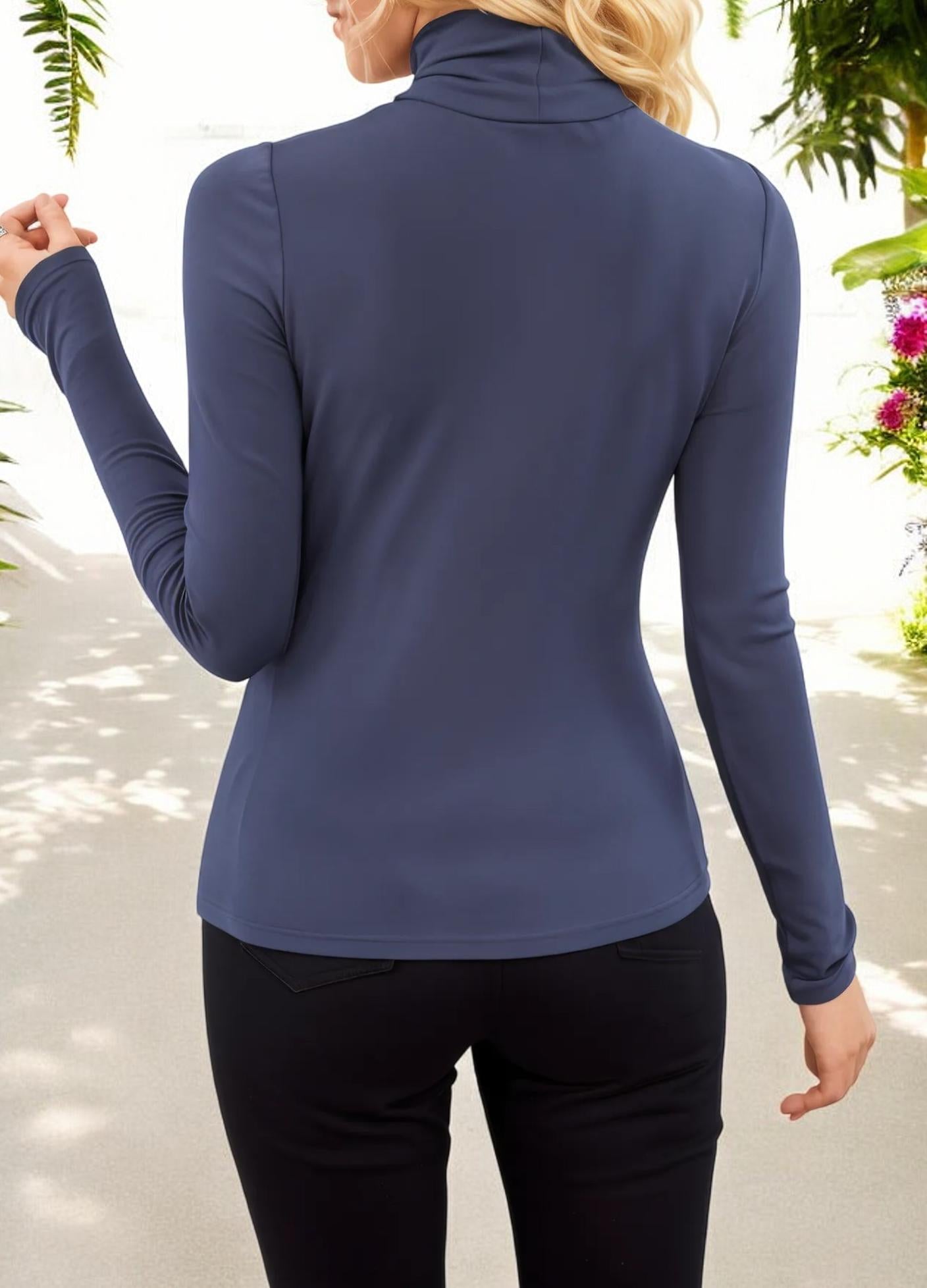 Fitted Long Sleeve Turtleneck Top with Stretch Fabric