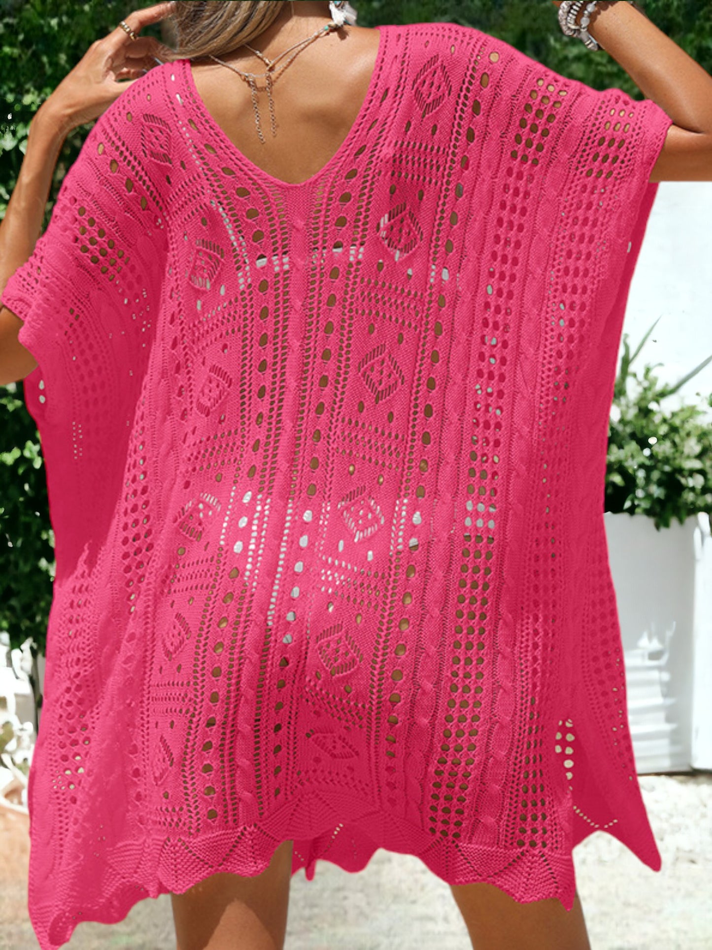 V Neck Crochet Knit Cover-Up