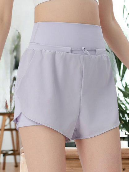 Large Waist Band Lined Double Layer Running Shorts