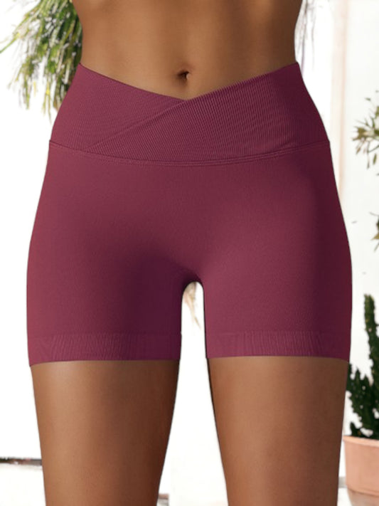 Cross Waist Hip Tight Seamless Yoga Sports Shorts