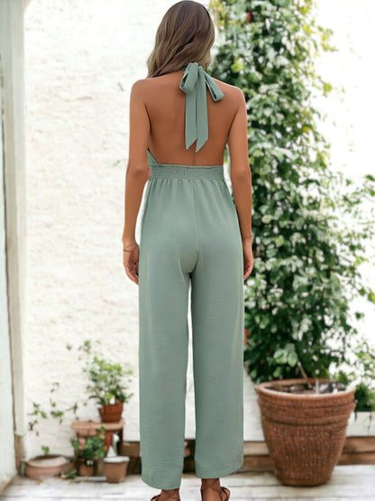 Cross Front Halter Neck Jumpsuit