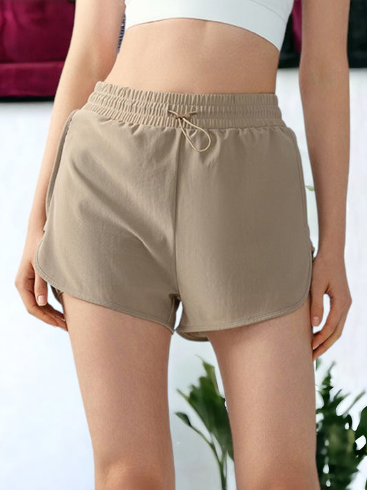 High Waisted Mock Two-Piece Drawstring Sports Shorts