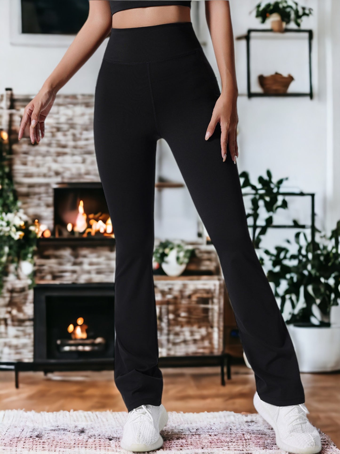 Drapey Wide-Leg High-Waisted Yoga Pants