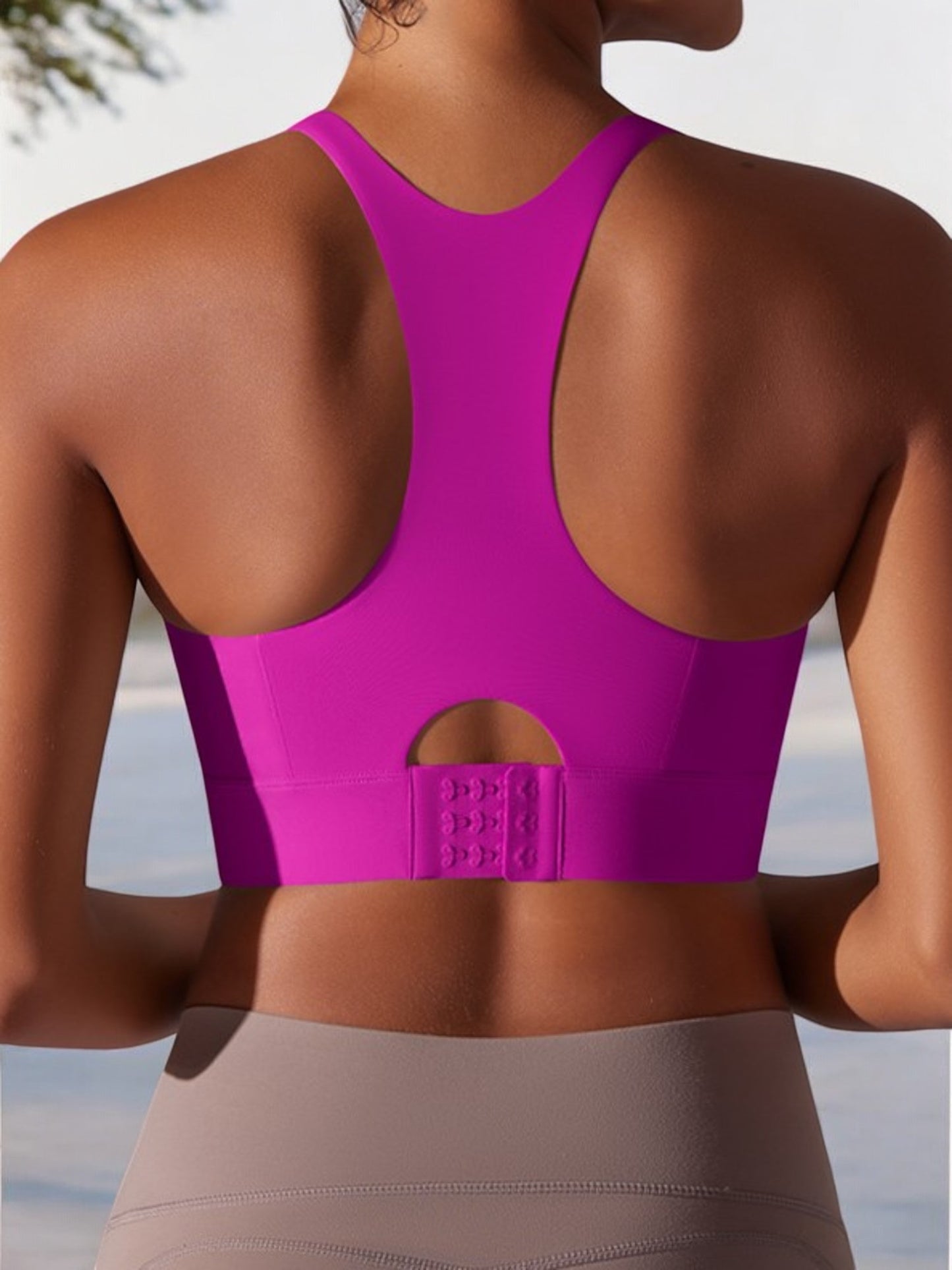 Anna-Kaci Women's High Support Racerback Sports Bra with Contour Seams