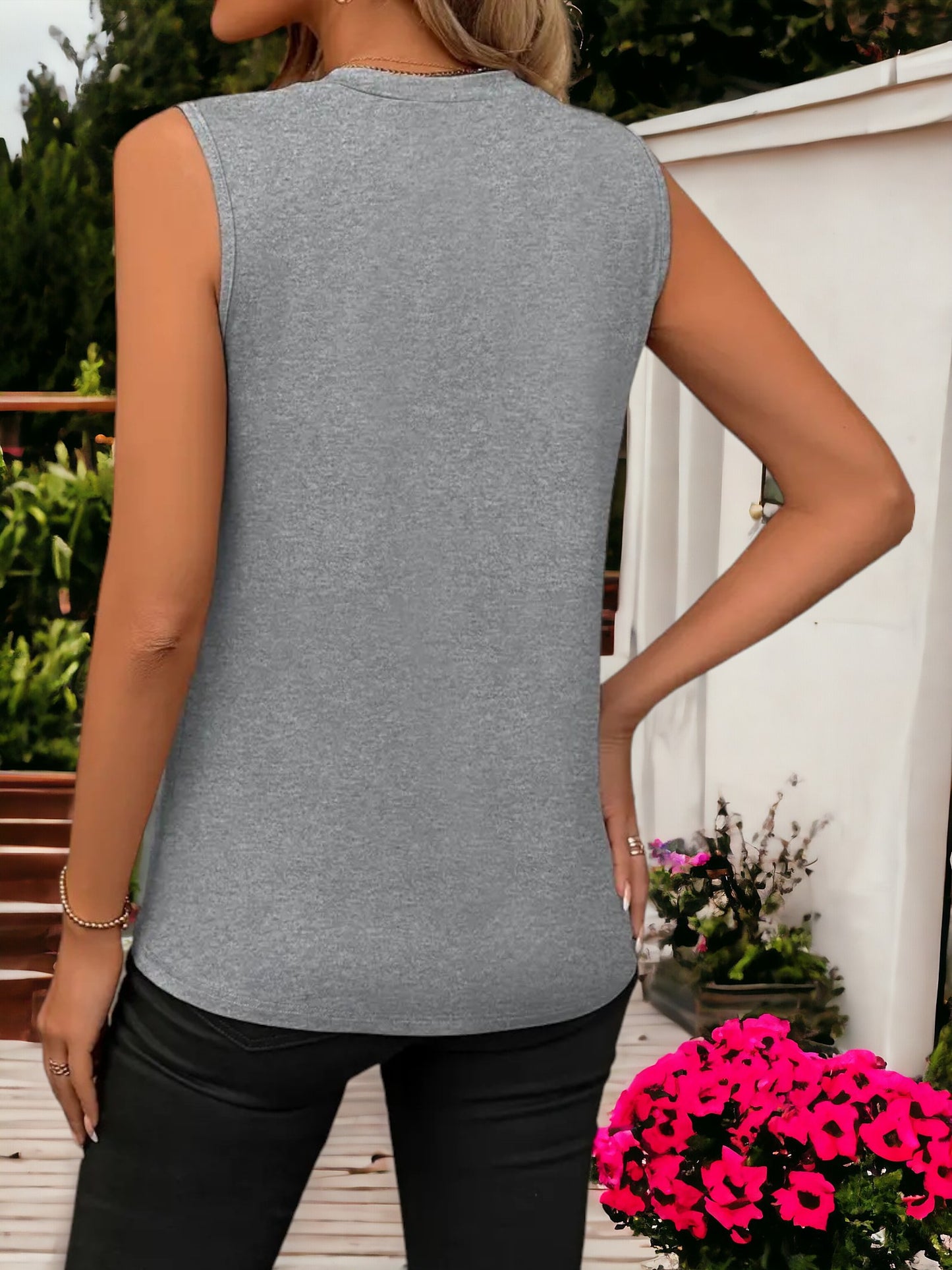 Camiseta sin mangas con cuello redondo y holgada para mujer