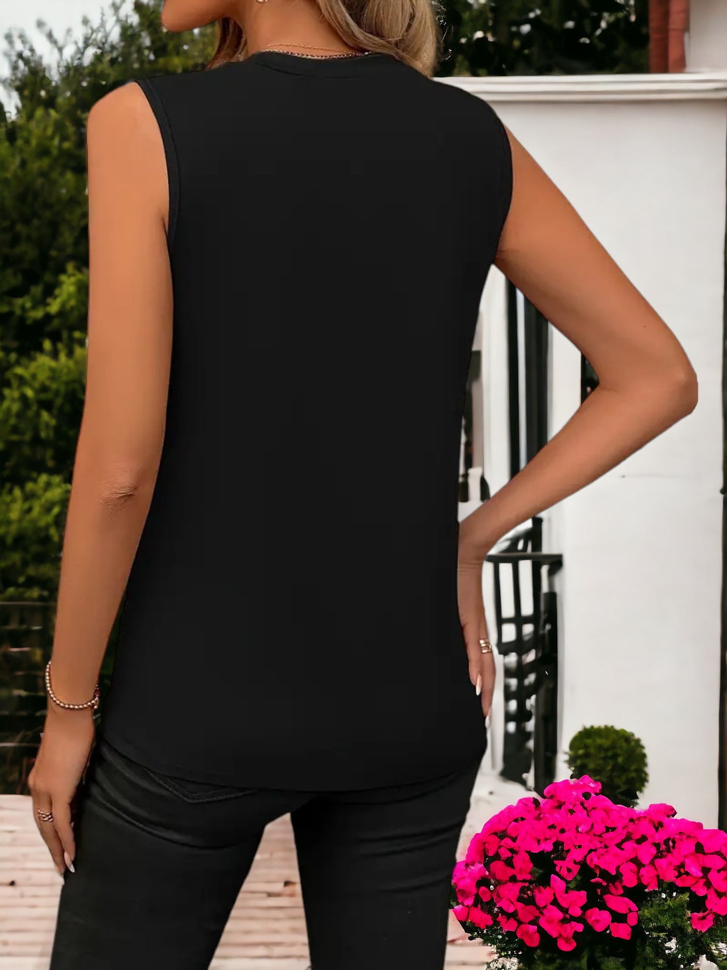 Camiseta sin mangas con cuello redondo y holgada para mujer