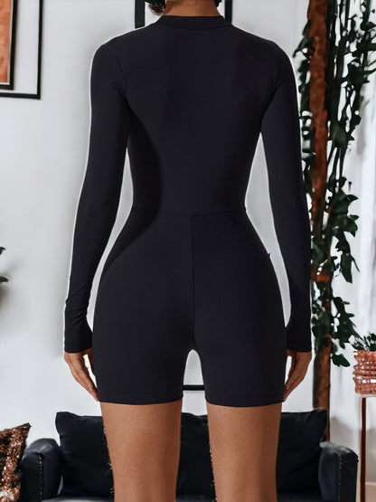 Zippered Long-Sleeved Tight Sports Jumpsuit