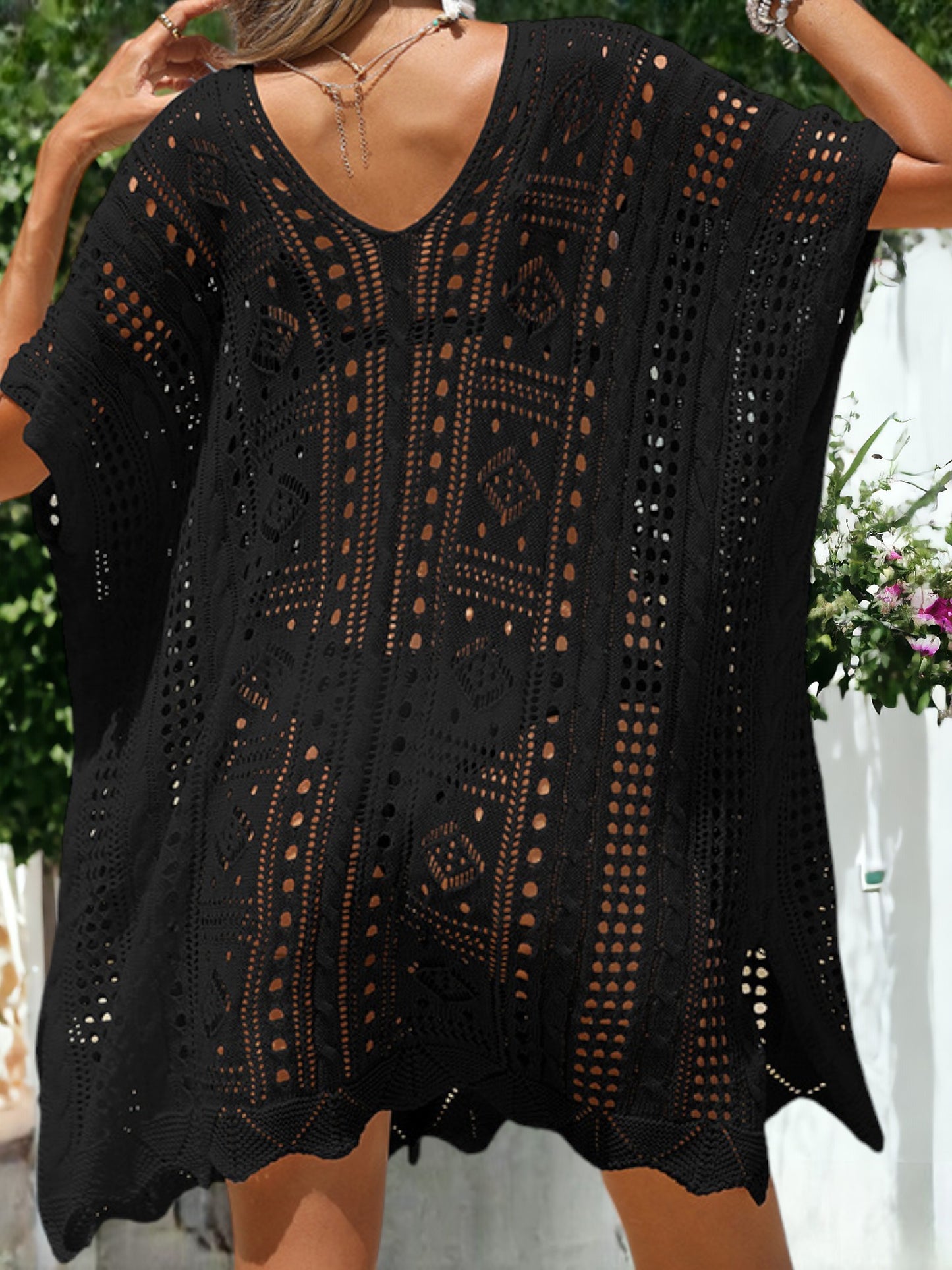 V Neck Crochet Knit Cover-Up