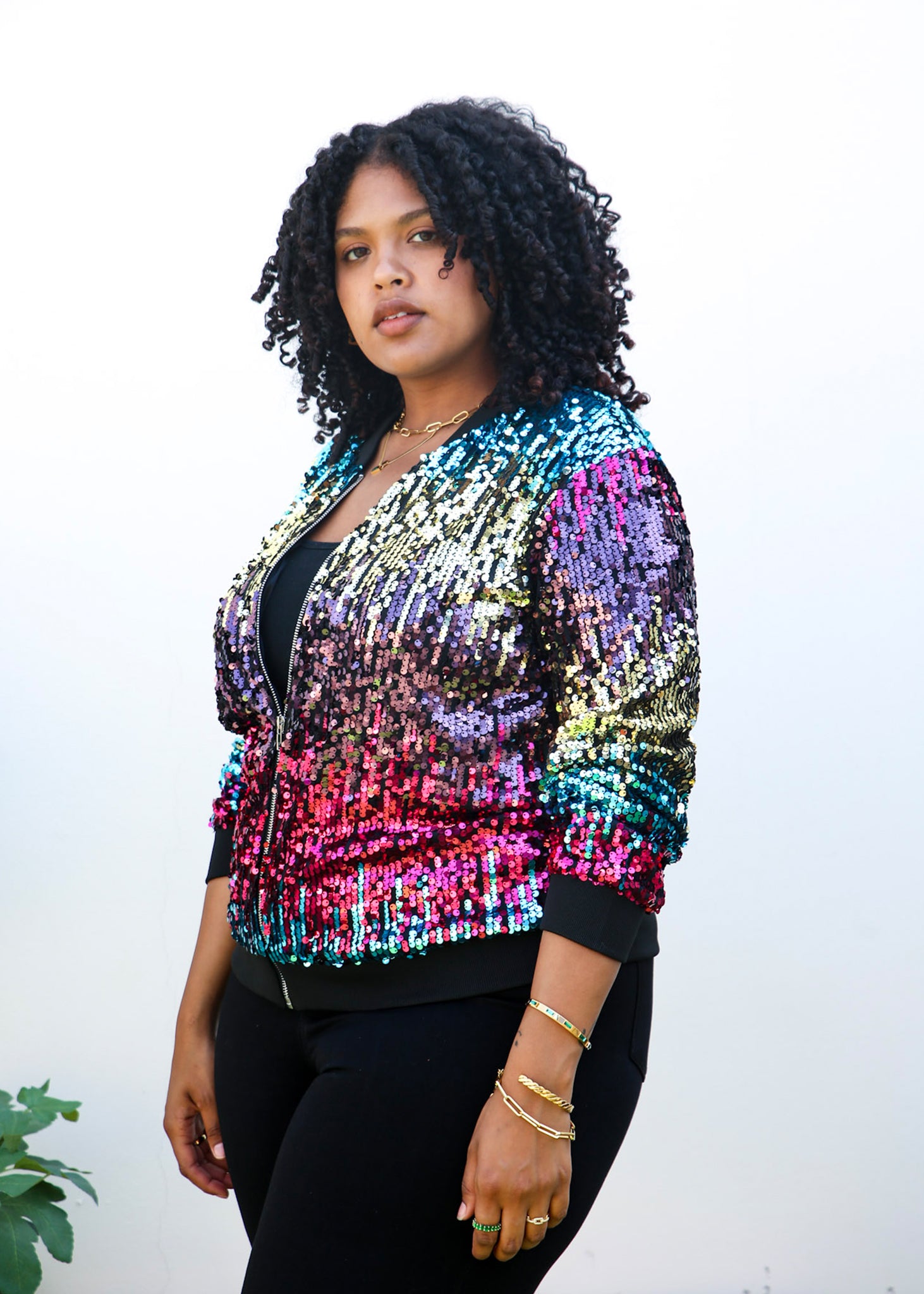 Multicolor plus shop size sequin jacket