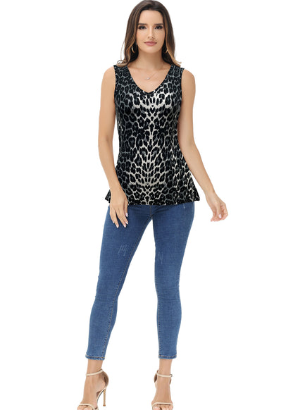 Leopard Print V-Neck Tank Top