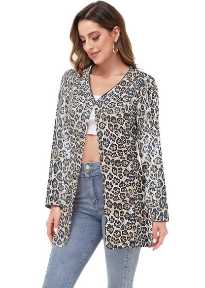 Sequin Open Front Cocktail Outerwear Jacket