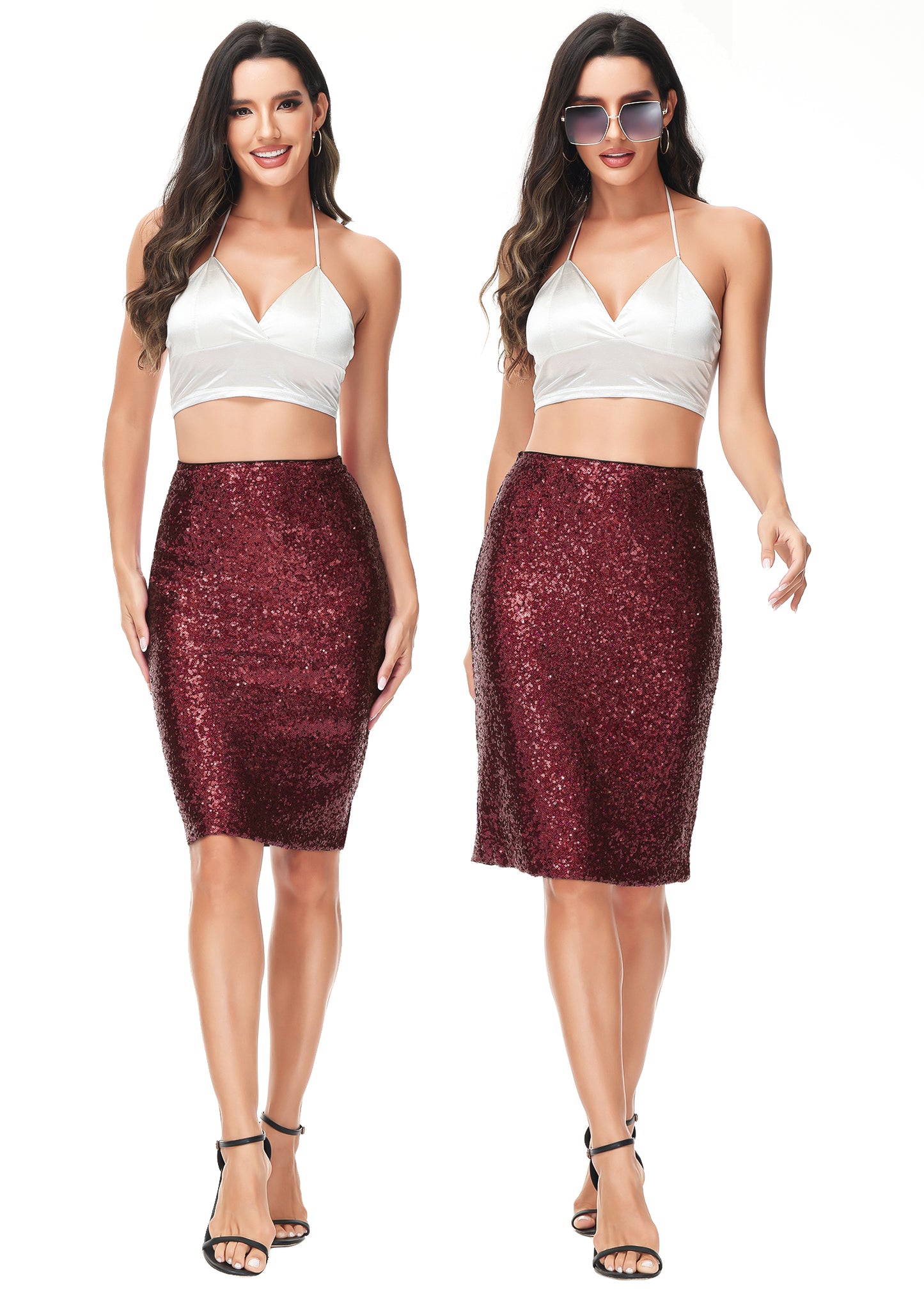 Sparkly Sequins Cocktail Midi Skirt