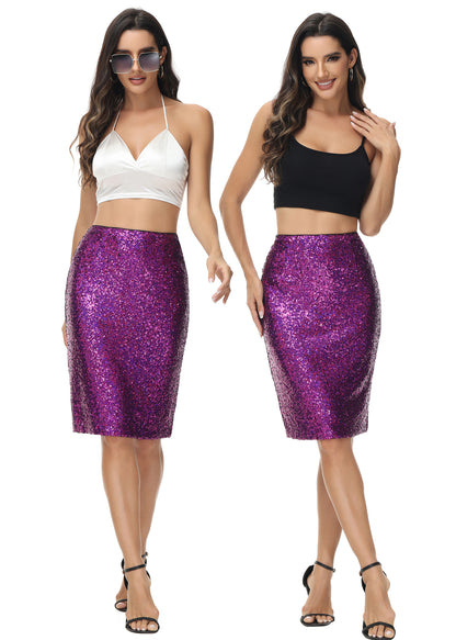 Sparkly Sequins Cocktail Midi Skirt