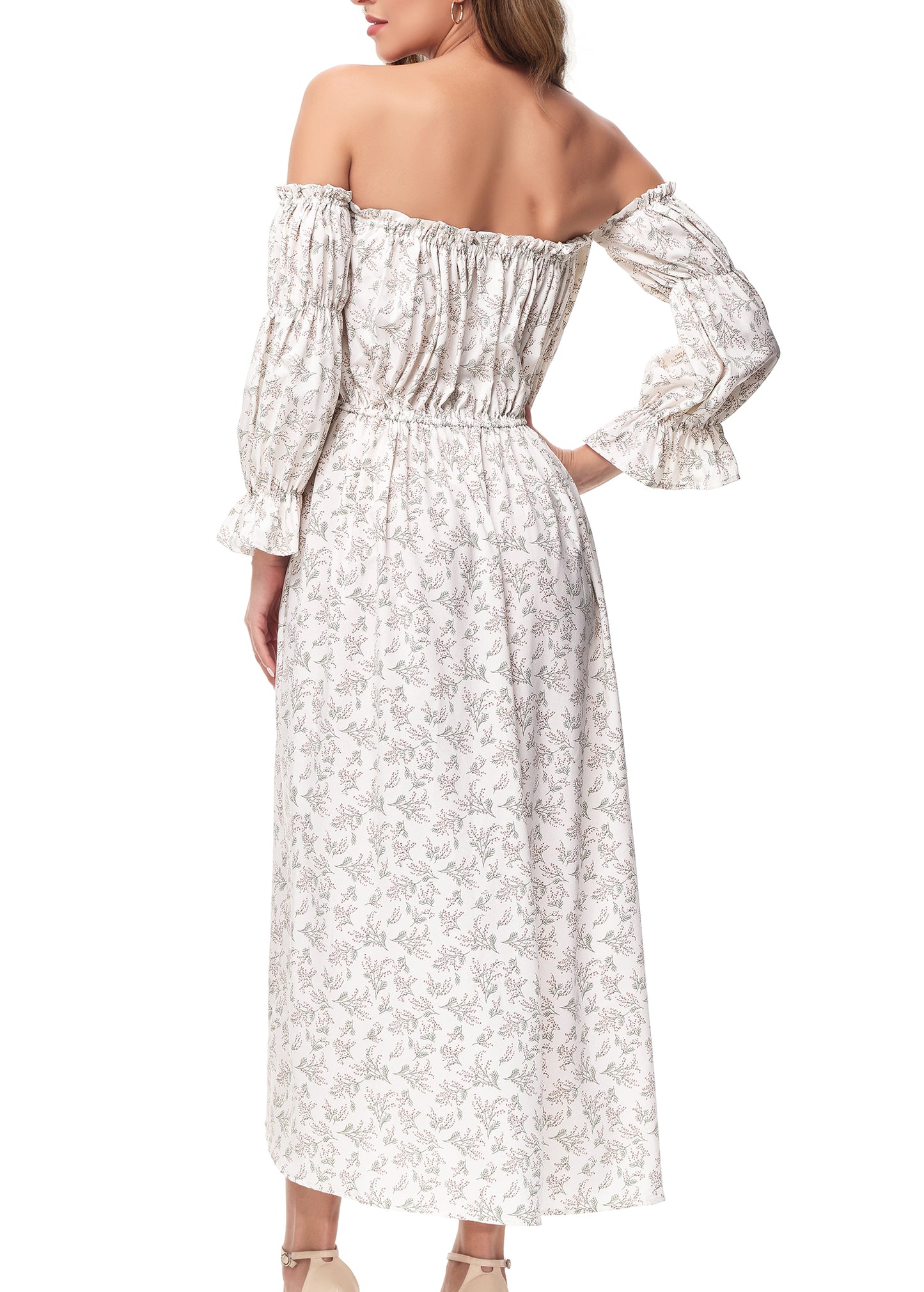 Casual Boho Long Sleeve Off Shoulder Renaissance Dress