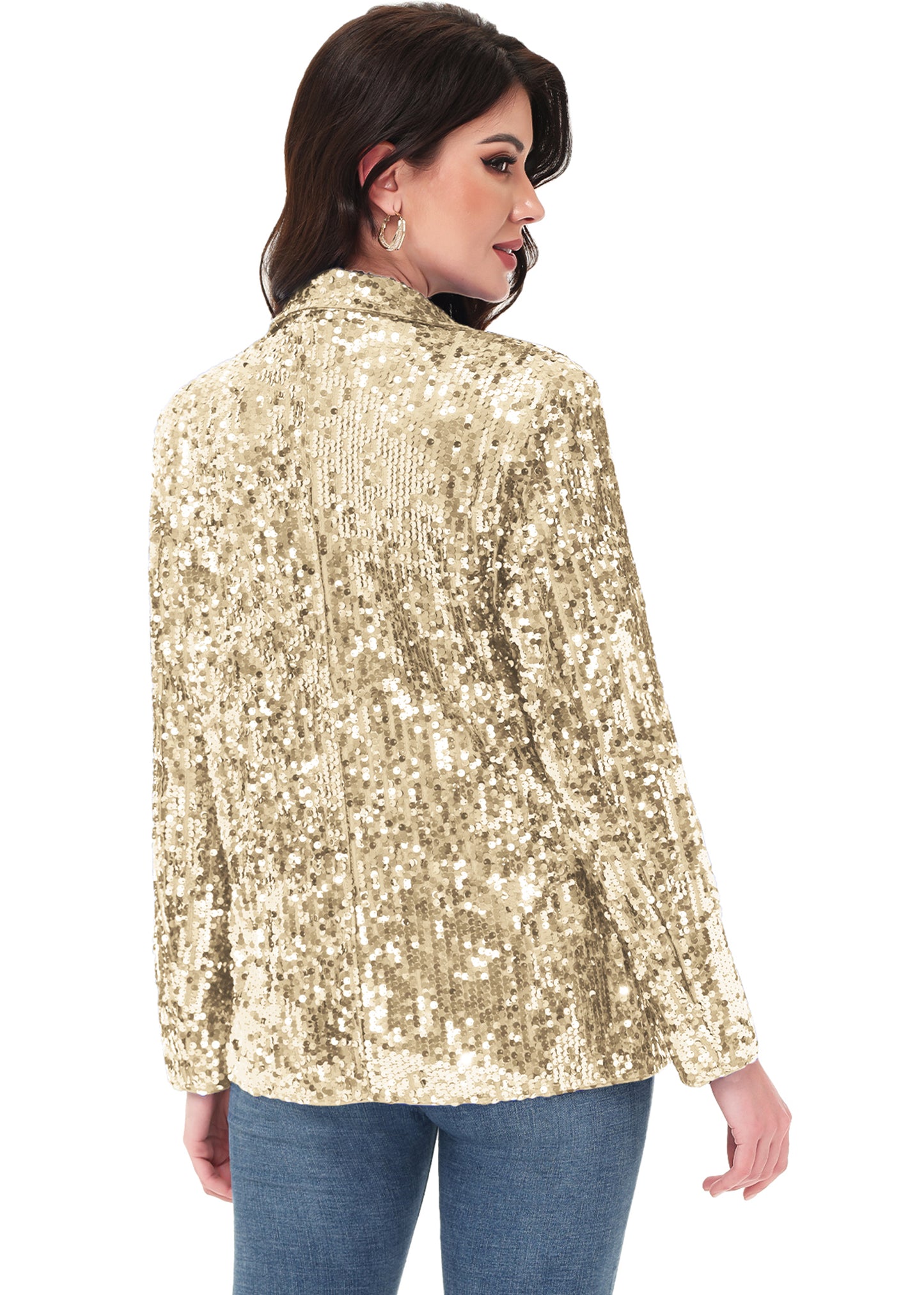 Anna-Kaci Women's Sequin Jackets Long Sleeve Open Front Glitter Sparkle Party Blazer Jacket