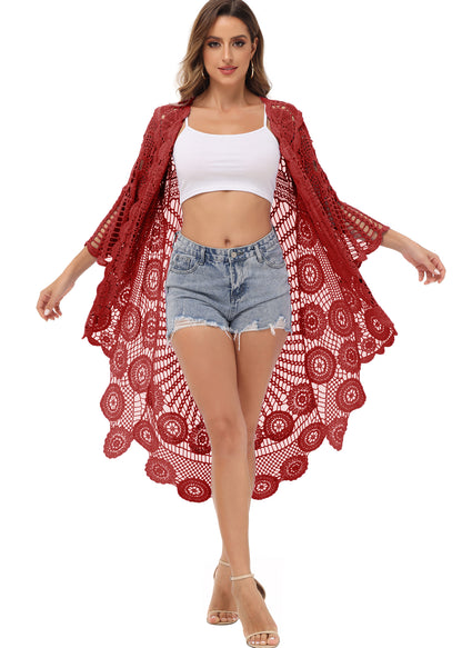 Crochet Boho Kimono Swim Cover-Up