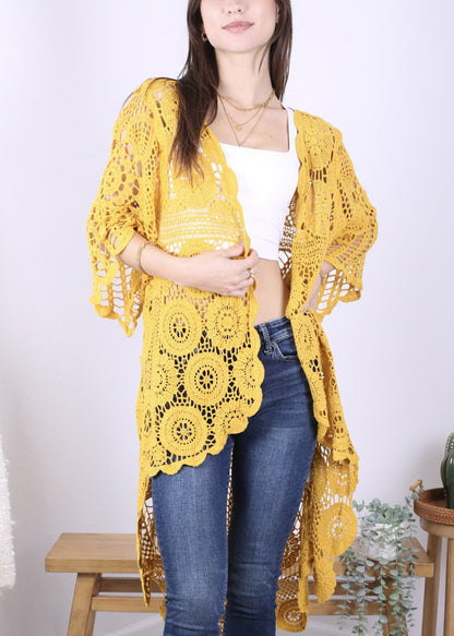 Crochet Boho Kimono Swim Cover-Up