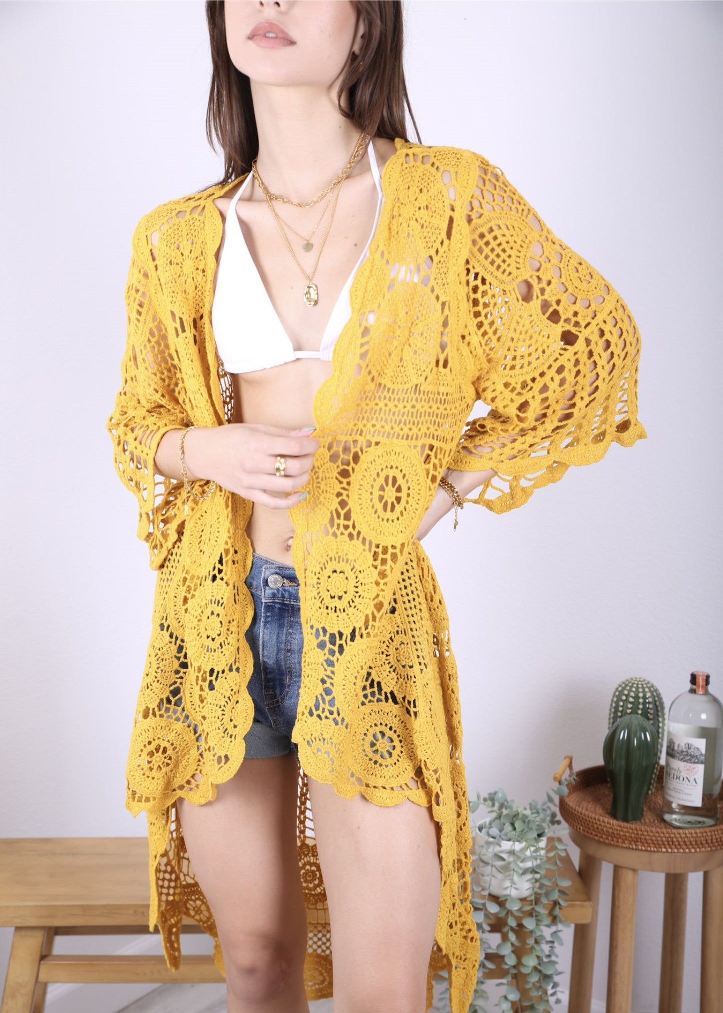 Crochet Boho Kimono Swim Cover-Up