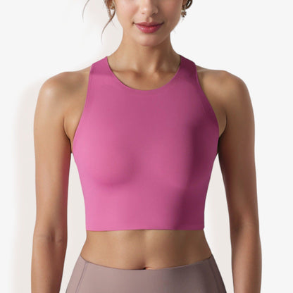 High Neck Sports Brawith Racerback Design and Seamless Fit