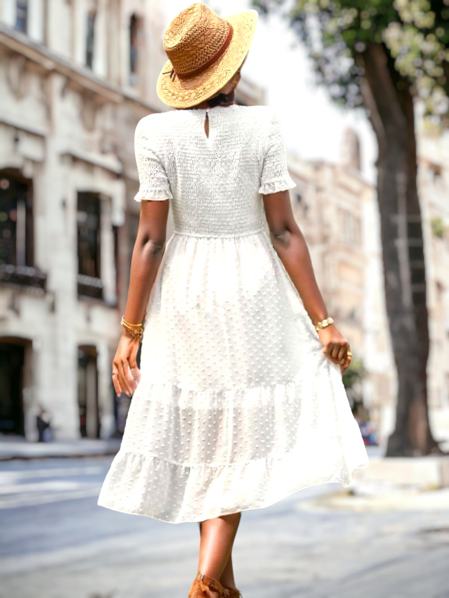 Vestido de capas con doble textura 