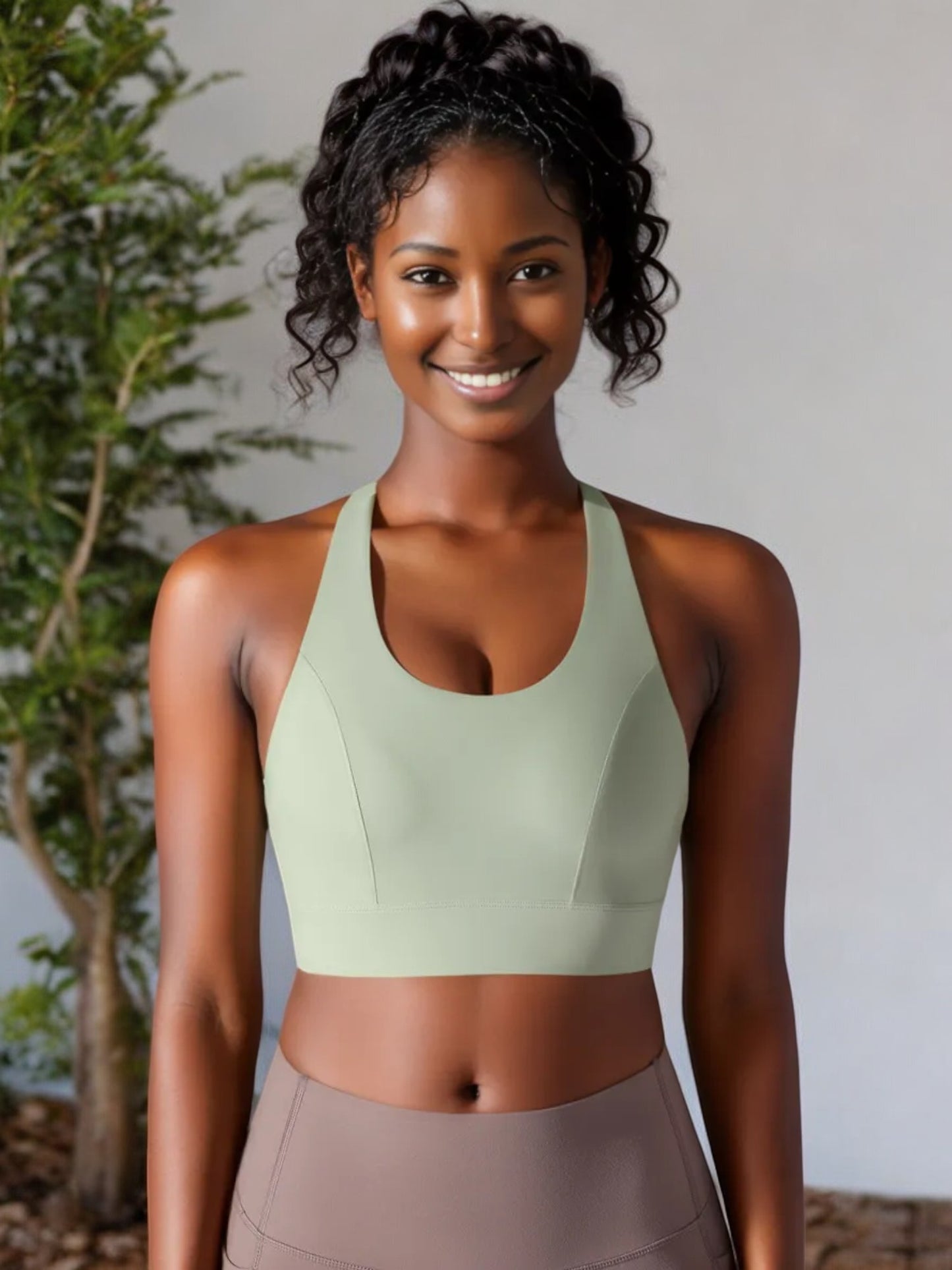 Anna-Kaci Women's High Support Racerback Sports Bra with Contour Seams