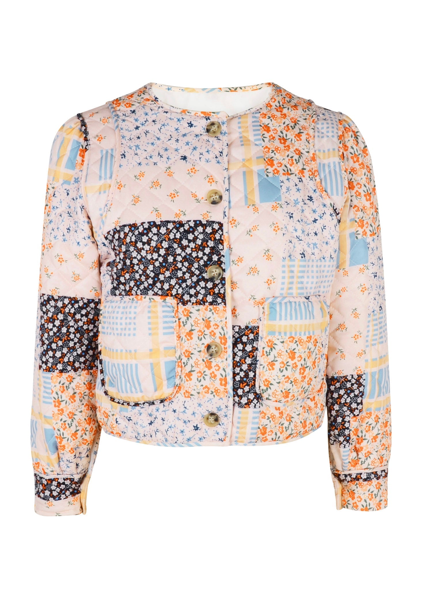 Multicolor Floral Print Patchwork Quilted Fall Jacket for Women – Anna-Kaci