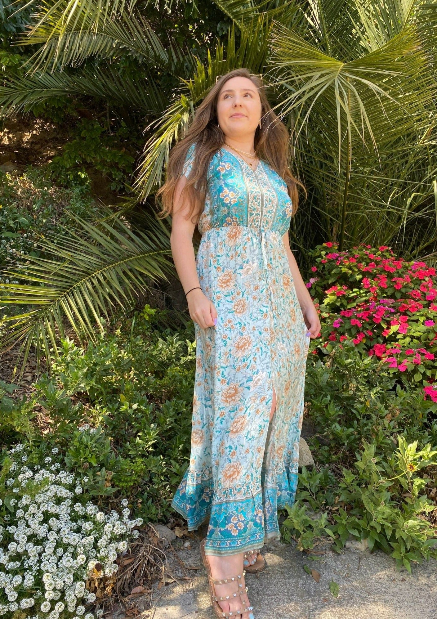 Vestido boho con mangas de tulipán 