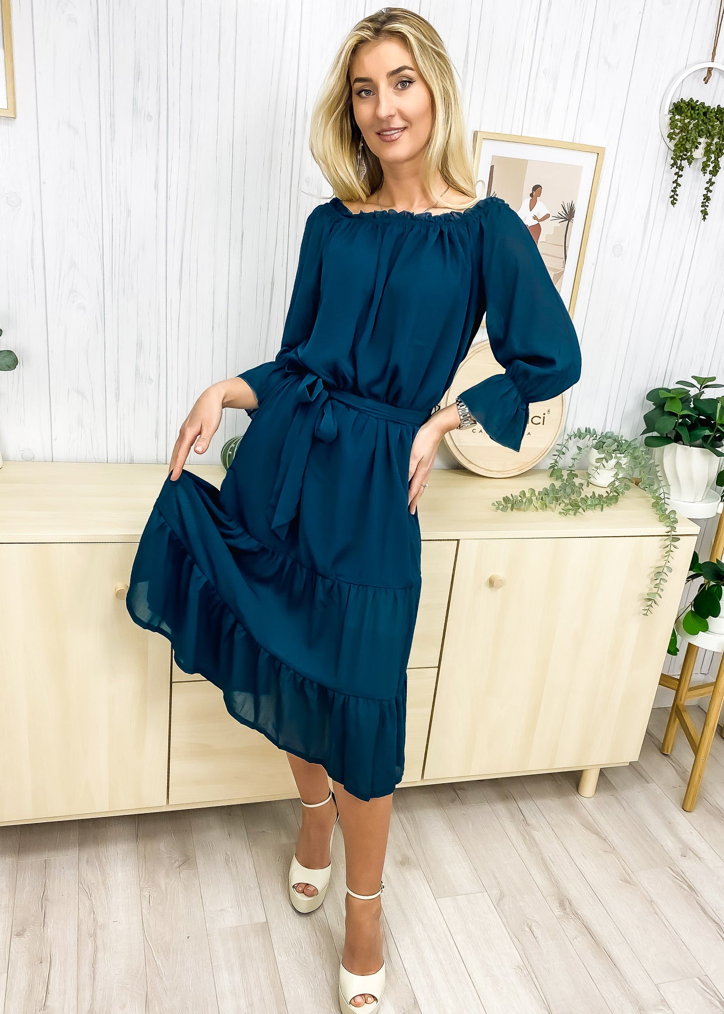 Off Shoulder Tie Front Dress