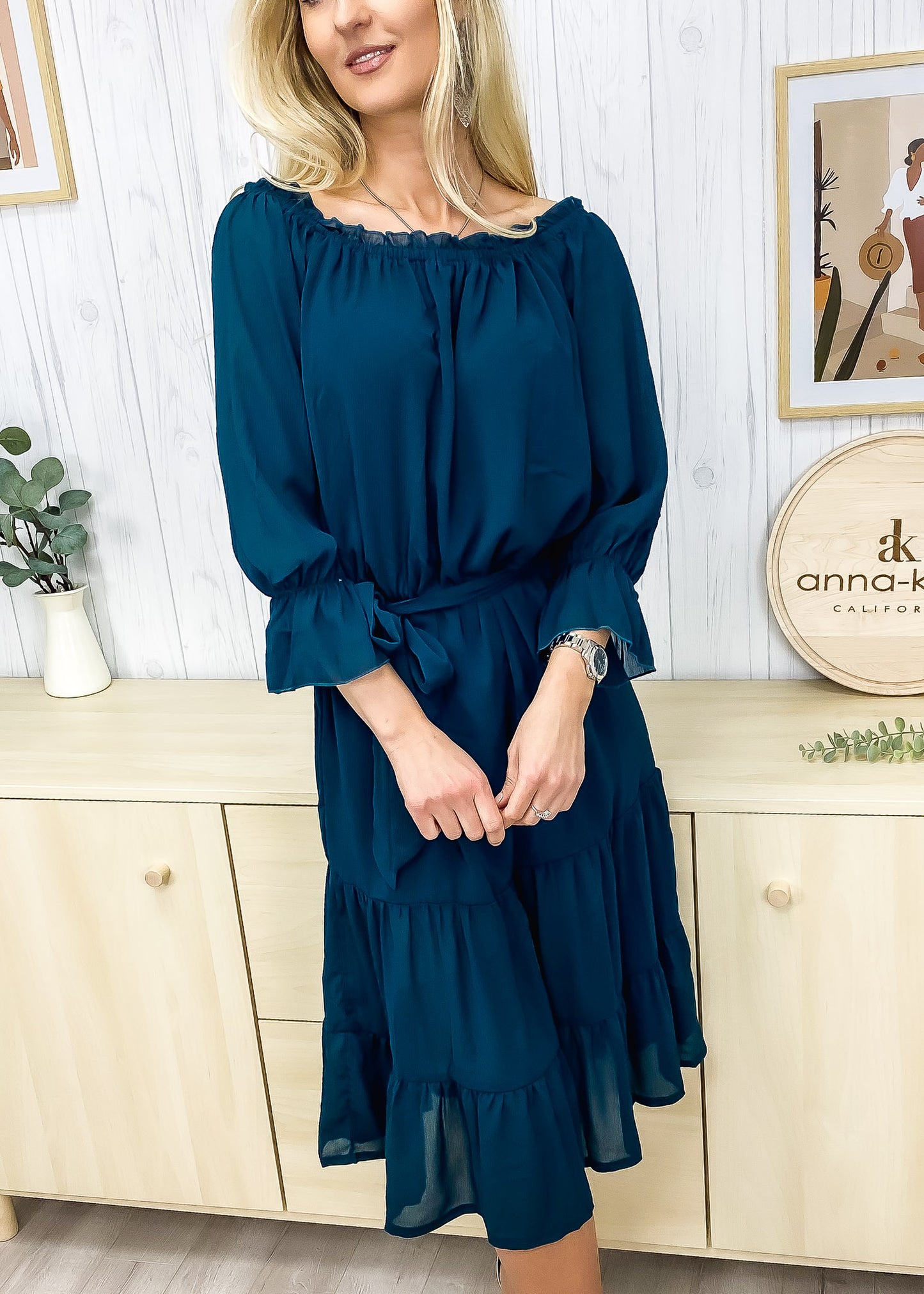 Off Shoulder Tie Front Dress