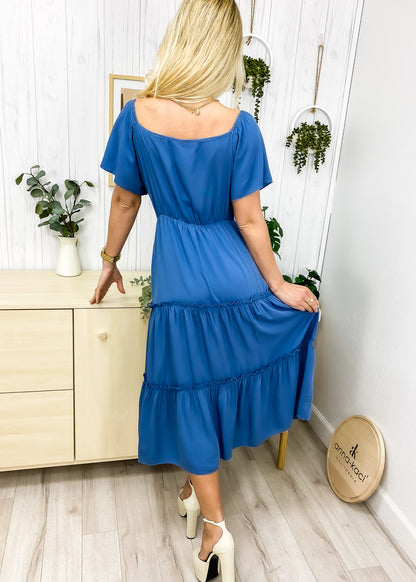 Flutter Sleeve Button Front Dress