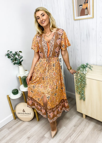 Paisley Tie Waist Dress