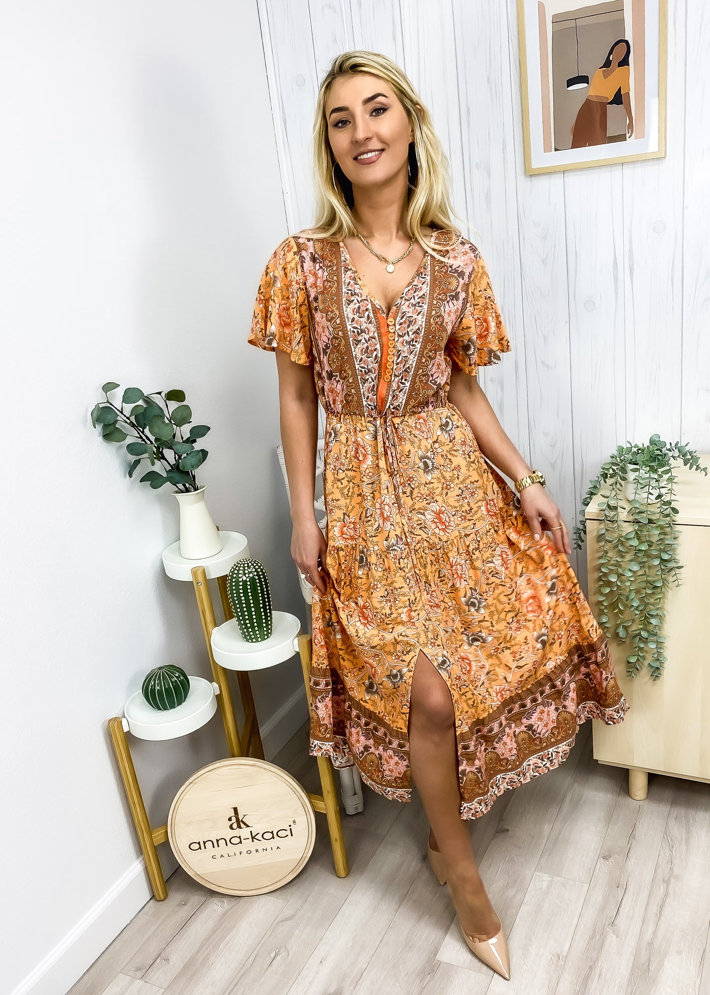 Paisley Tie Waist Dress