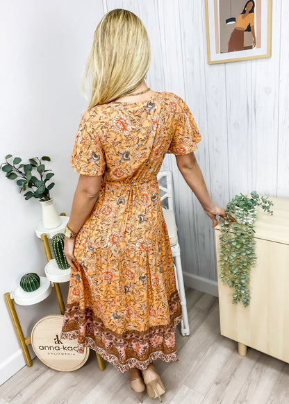 Paisley Tie Waist Dress