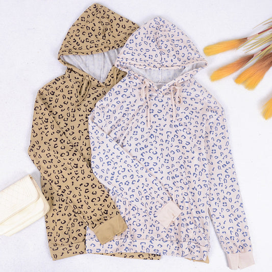 Leopard Print Kangaroo Pocket Hoodie