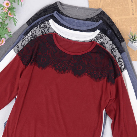 Lace Trim Long Sleeve Shirt