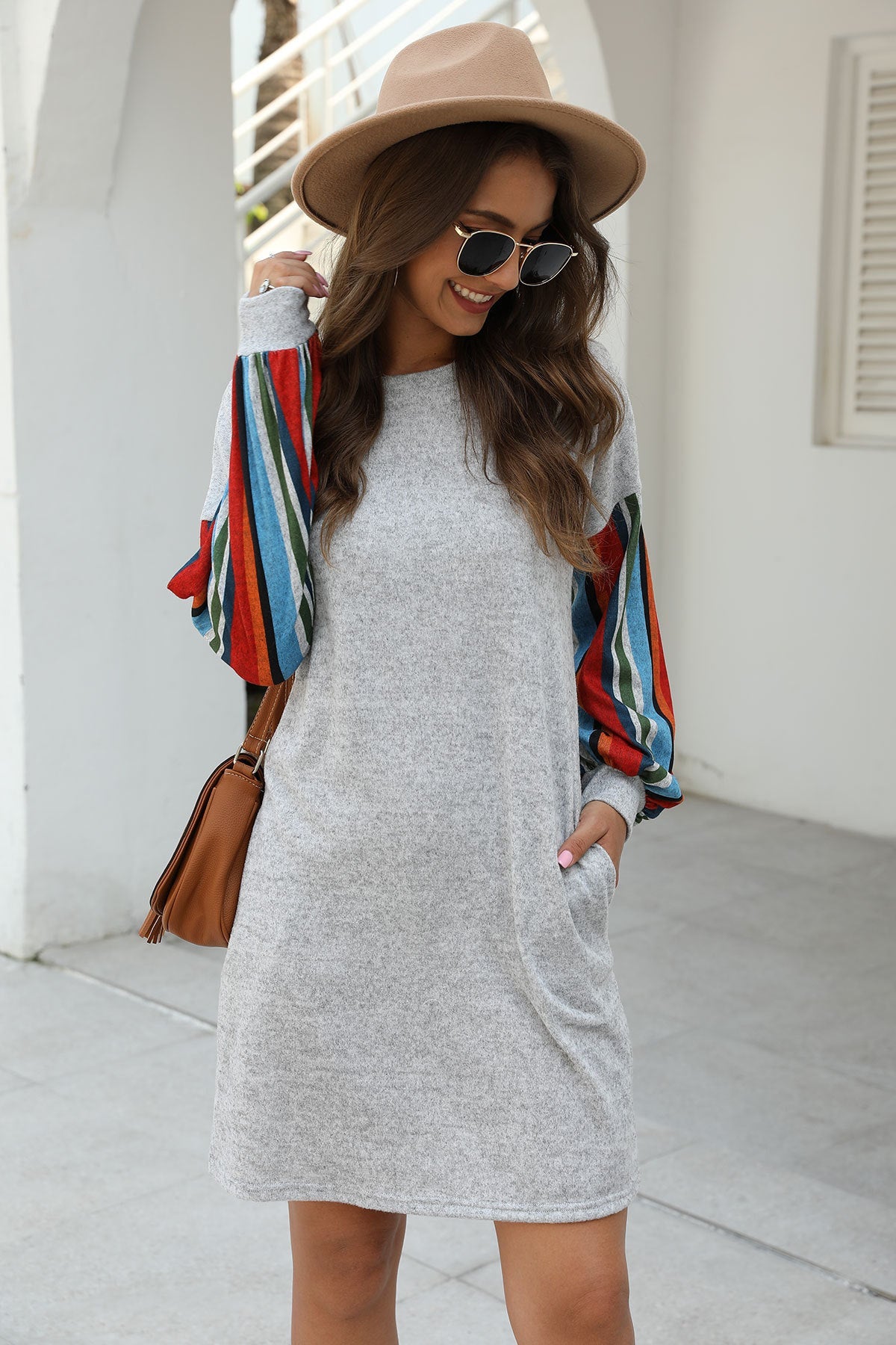 Striped Spring Sleeve Tunic Dress