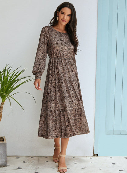 Puffed Sleeve Gathered A-Line Dress