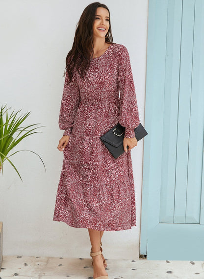 Puffed Sleeve Gathered A-Line Dress