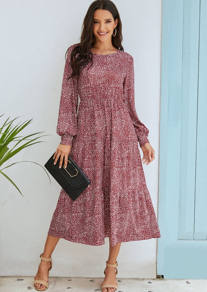 Puffed Sleeve Gathered A-Line Dress