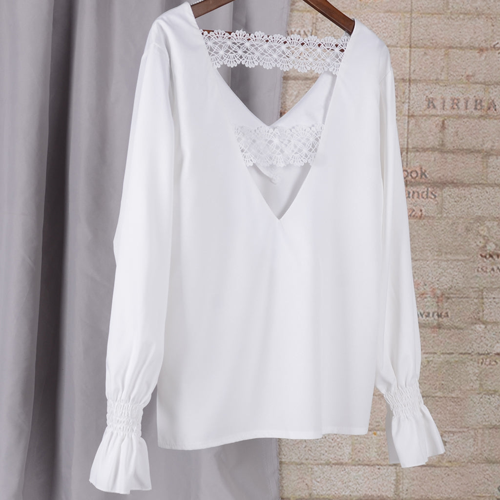 Low Back Lace Trim Blouse