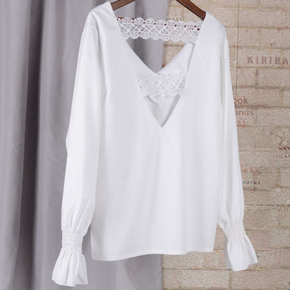 Low Back Lace Trim Blouse