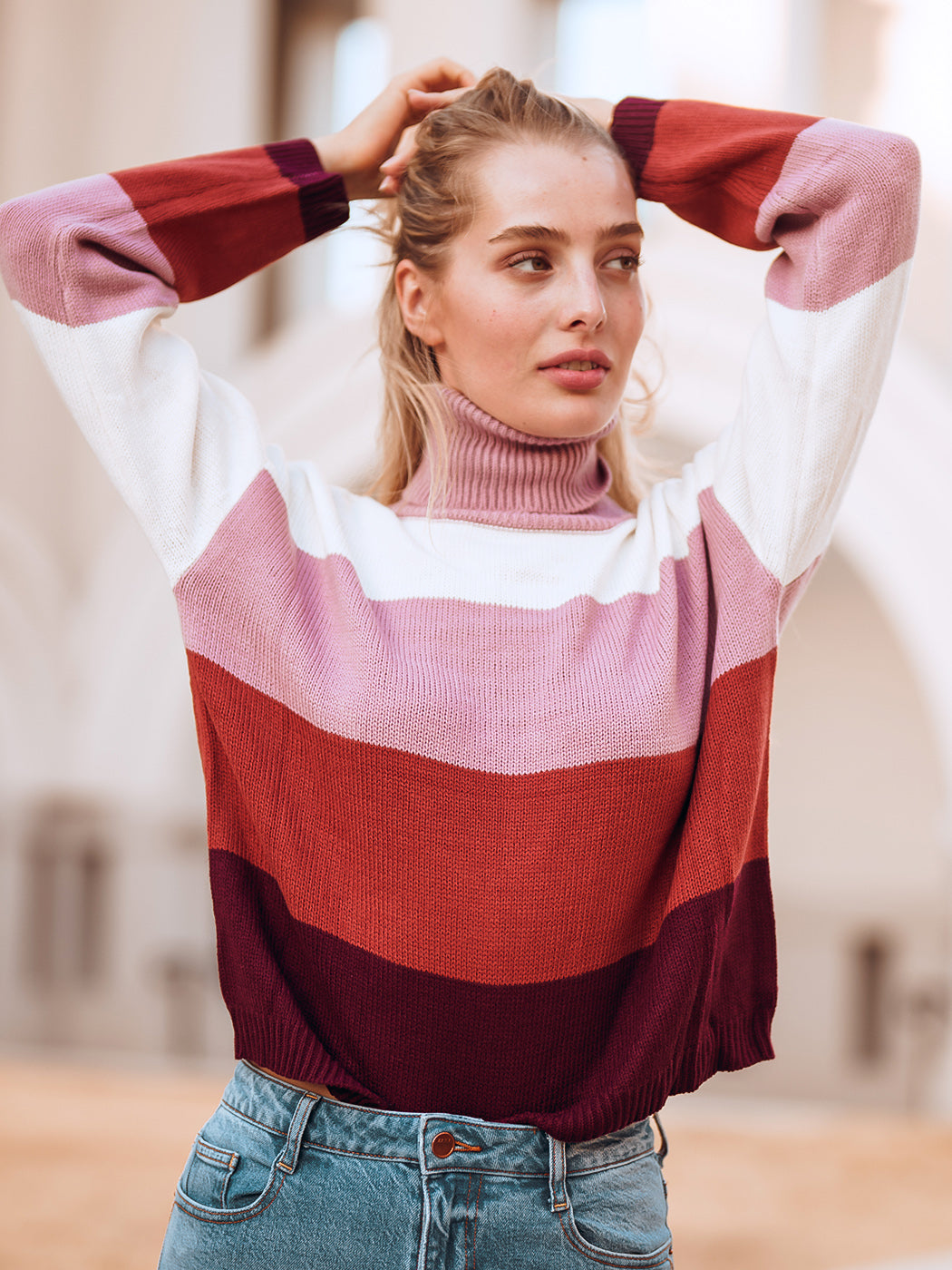 Color on sale block turtleneck