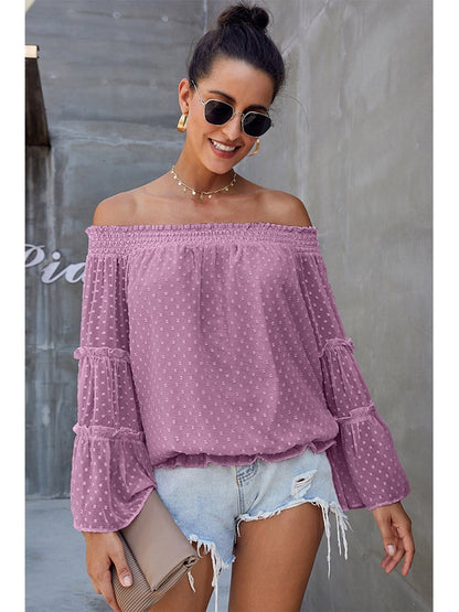 Blusa con volantes y hombros descubiertos