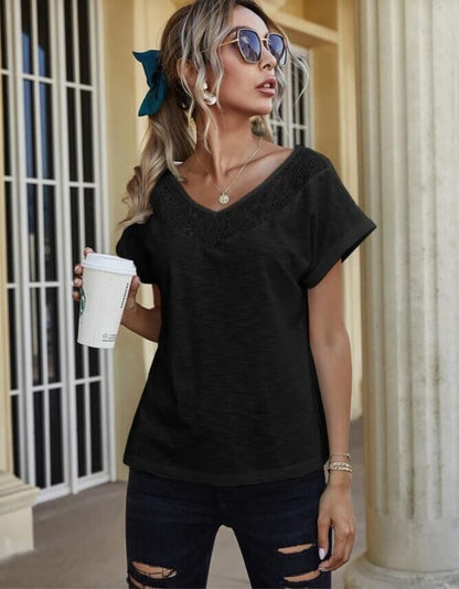 Lace Yoke Dolman Tee