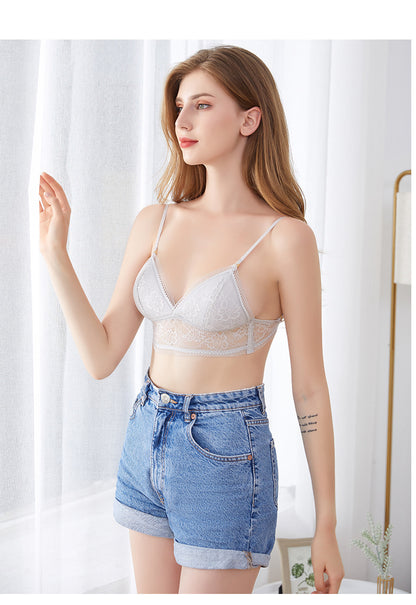 Bralette de tiras con ribete de encaje